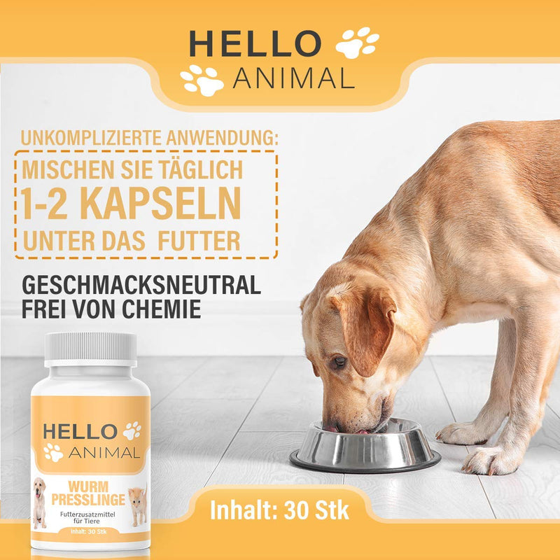 HelloAnimal® worm pellets treatment for animals such as cats, dogs, rabbits and poultry - before, during and after infestation, natural remedy for the stomach and intestines in the event of WORM INfestation - PawsPlanet Australia