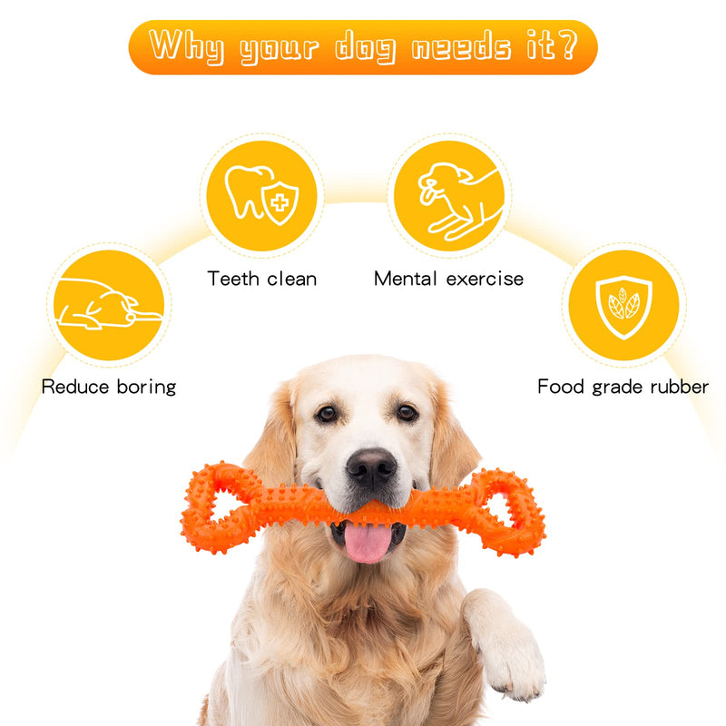 Auoinge Dog Chew Toy for Aggressive Chewers, Indestructible Dog Toy for Boredom, TPR Dog Teeth Cleaning Toy for Medium Large Dogs, 33cm with Rope Gift Orange-A - PawsPlanet Australia