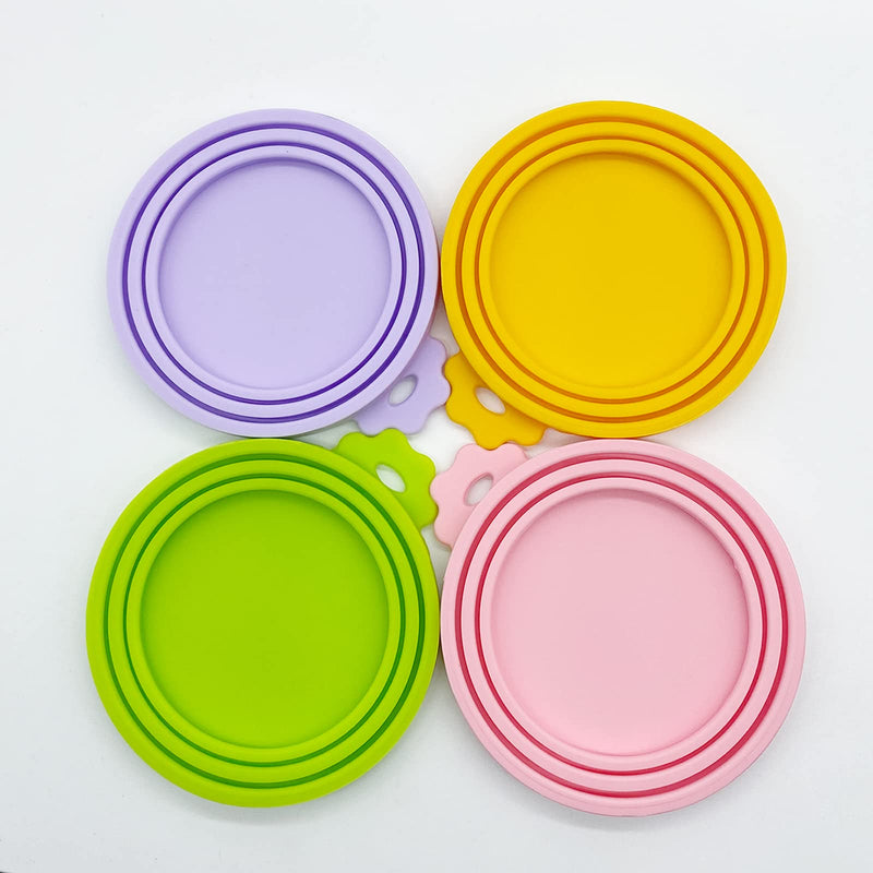 IVIA PET Food Can Lids, Universal BPA Free Silicone Can Lids Covers for Dog and Cat Food, One Can Cap Fit Most Standard Size Canned Dog Cat Food purple,orange,green,pink - PawsPlanet Australia