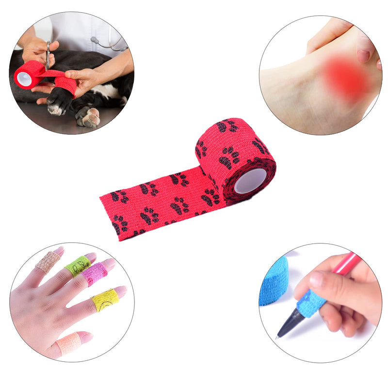 Xinlie 12 Rolls Self-Adhesive Bandage for Pets Fixing Bandage Self-Adhesive Elastic Pet Vet Wrap Multifunctional Cohesive Bandage for Cat, Wrist, Ankle Sprains Dog Paws 5 cm x 4.5 m - PawsPlanet Australia