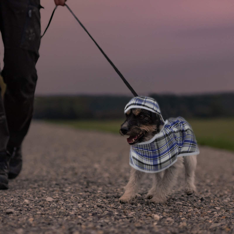 Geyoga 2 Pieces Plaid Dog Raincoat Adjustable Dog Raincoat Jacket with Leash Hole Lightweight Hooded Dog Jumpsuit Raincoat Waterproof Pet Rainwear Clothes for Small Dogs and Cats - PawsPlanet Australia