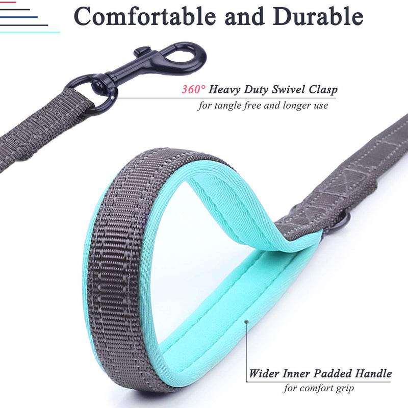 [Australia] - Vivaglory Dog Leash Traffic Padded Two Handles, Heavy Duty Reflective Leashes for Control Safety Training, Walking Lead for Small to Large Dogs 6 FT x 1" Wide Grey 