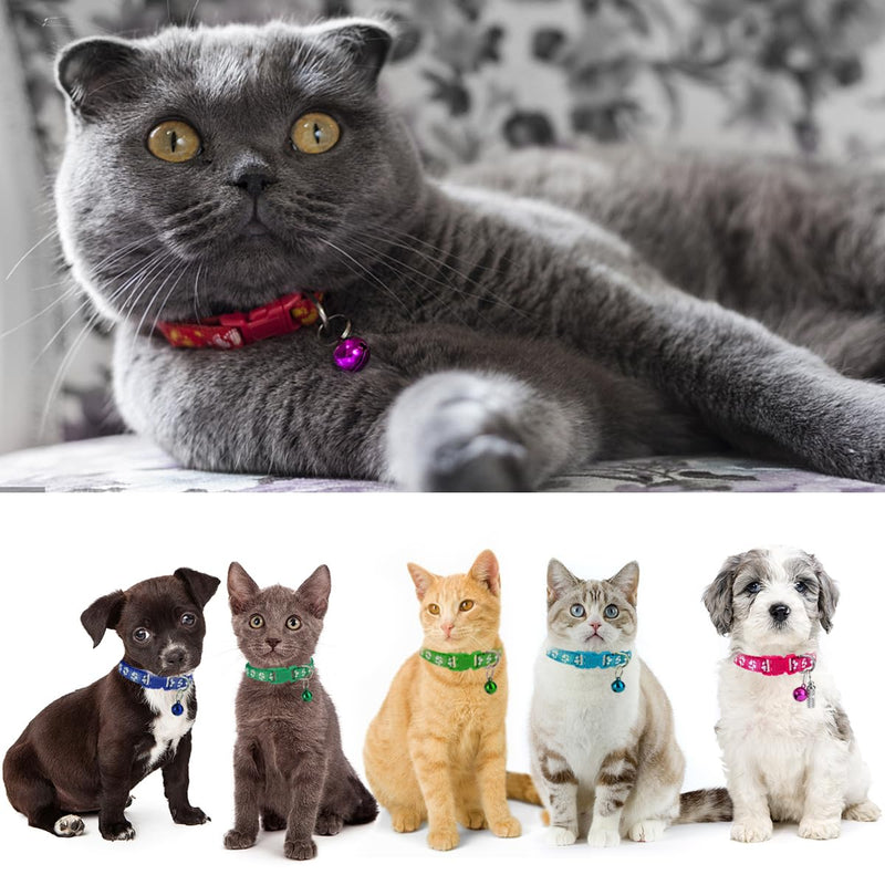 WHC Pack of 12 cat collars with safety clasp and bell and cat collar name address, colorful removable cat collars, adjustable cat collar 19-32 cm for cats and puppies, rabbits - PawsPlanet Australia
