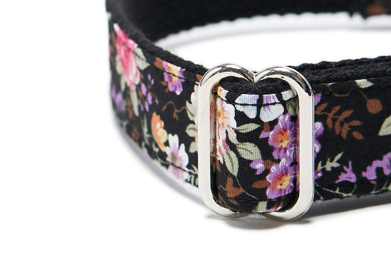 [Australia] - Bubblepup Dog Collar and Leash Set, Dog Collar with Leash Set Adjustable Dog Collar and Leash for Small Medium Large Dogs XS black flower 