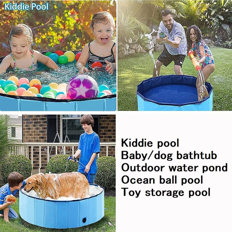 Dog Swimming Pool Foldable Paddling Pool PVC non-slip Puppy Swimming Shower Bathing Bathtub Wash Tub Water Pond Indoor Outdoor (Blue-blue, 160x30cm) Blue-blue - PawsPlanet Australia