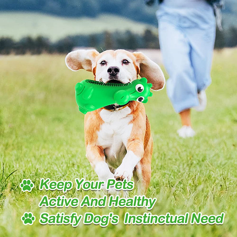 Dog Toys for Aggressive Chewers,PUPSAND Indestructible Large Dog Chew Toy for Teeth Cleaning,Durable Pet Teething Chew Toys Large Breed,Natural Rubber Tough Squeaky Dog Toys for Medium Large Dogs Green - PawsPlanet Australia