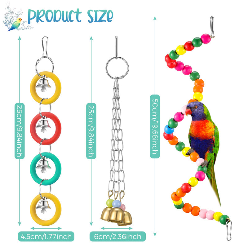 Skylety 3 Pieces Bird Parrot Toys Colorful Parrot Bell Toys Pet Climbing Beads Toy Chewing Bell Toy Nest Hut Hanging Parrot Toy for Cockatiel Budgerigar Lovebird Sparrow Small Birds - PawsPlanet Australia