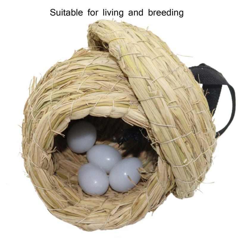 Hamiledyi Birds Nest Straw Eco-Friendly Straw Birdhouse 100% Natural Fiber Bird Nest Hut Cozy Resting Breeding Place with Birds Toy for Medium-Sized Parrots Conures Cockatiel,Large - PawsPlanet Australia