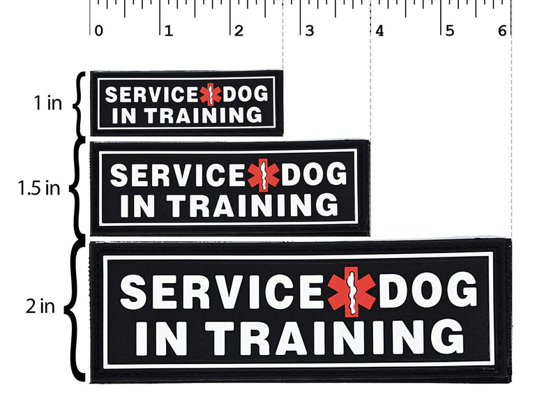 [Australia] - Dogline Service Dog in Training Patches for Harness and Vest Removable 3D Rubber Patches with Hook Backing for Small Medium or Large Working Dogs 1.5" x 4" - Two Patches 