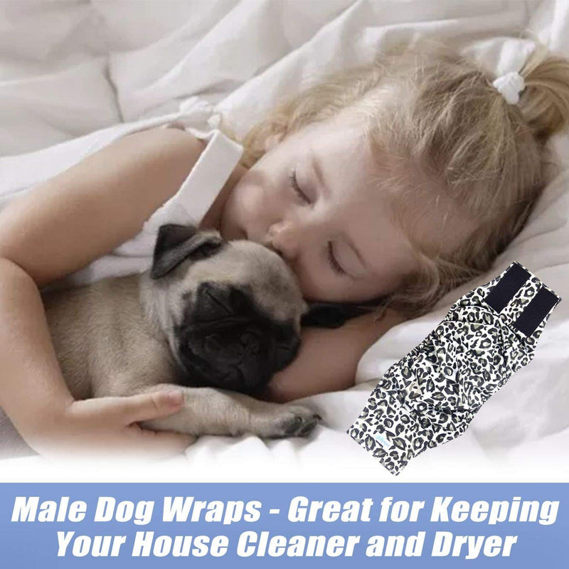 [Australia] - Leekalos Male Dog Diapers (3 Pack), High Absorbing Dog Belly Bands for Male Dogs, Washable Reusable Dog Male Wraps XX-Small Leopard 