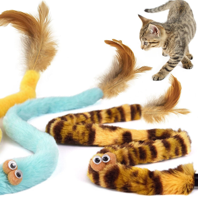 Cat toy fishing rod with feather, cat fishing rod, cat balls toy with feathers, cat toy bouncy balls for indoor use, interactive cat toy for small large cats (6 pieces) yellow - PawsPlanet Australia