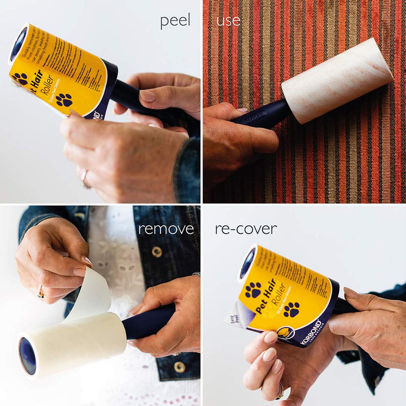 Korbond 4.9m Friendly Lint Roller-33 Sticky Citrus Scented Paper Sheets Suitable for All Fabric Types-Removes Pet Hair from Any Surface and Clothes-No Residue, White, 1 Pack Single - PawsPlanet Australia