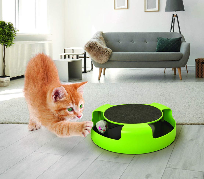 [Australia] - Cat Interactive Toy - Rotating Mouse Kitten Cat Scratcher Catnip Spinning Mouse Rotates 360° Hours Of Fun 