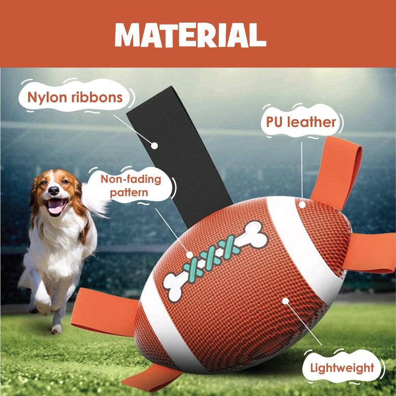 Minoody Dog Football, Dog Ball for Indoor & Outdoor, Dog Water Toy for Dogs, Dog Tug Toy with Grab Tabs, Pump & Inflating Needle, Interactive Dog Toy - PawsPlanet Australia