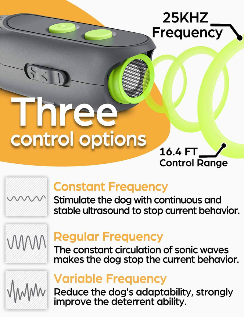Monja Dog Bark Control Device, Ultrasonic Stop Bark Deterrent Rechargeable, 2 in 1 Handheld Dog Training Tool, 3 Frequency Bands, 16.4ft Control Range, Safe Indoor Outdoor (Black) Black - PawsPlanet Australia