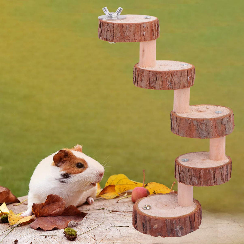 [Australia] - POPETPOP Hamster Platform - Parrot Springboard Climbing Ladder Hamster Climbing Toy Natural Wood Ladder Small Animal Cage Accessories 