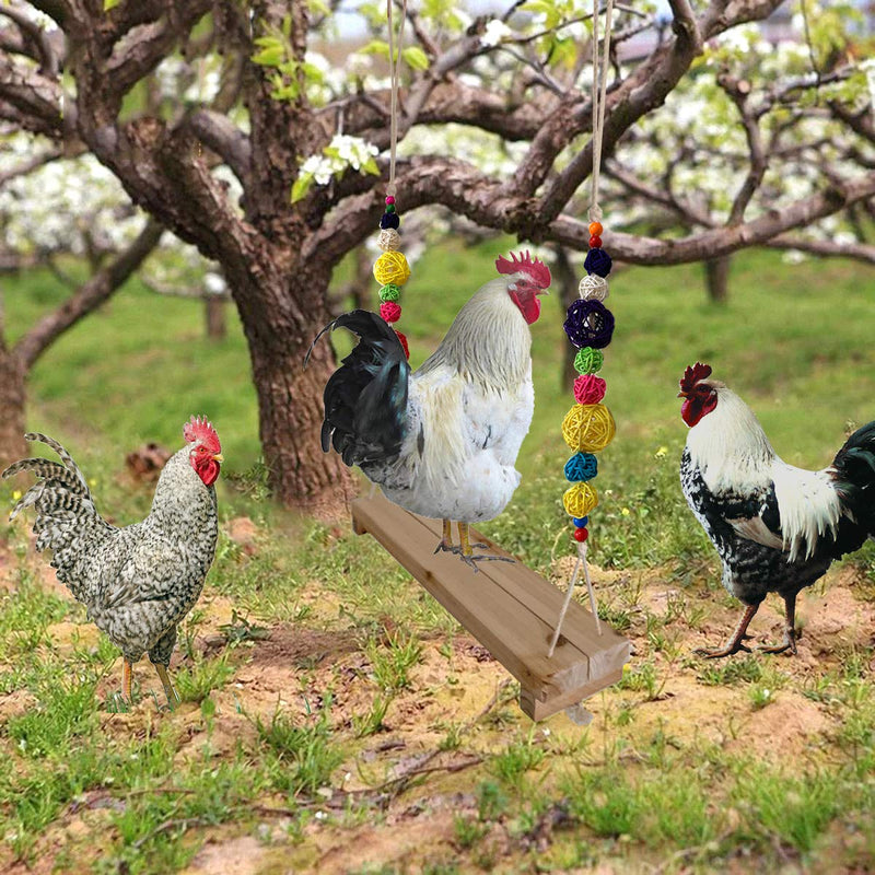 Vehomy Chicken Swing Chicken Perch Chicken Wood Stand Handmade Chicken Coop Toy for Hens Chicken Coop Accessories Chicken Ladder for Poultry Run Large Bird Parrot Hen Macaw Rooster Chick Toy - PawsPlanet Australia