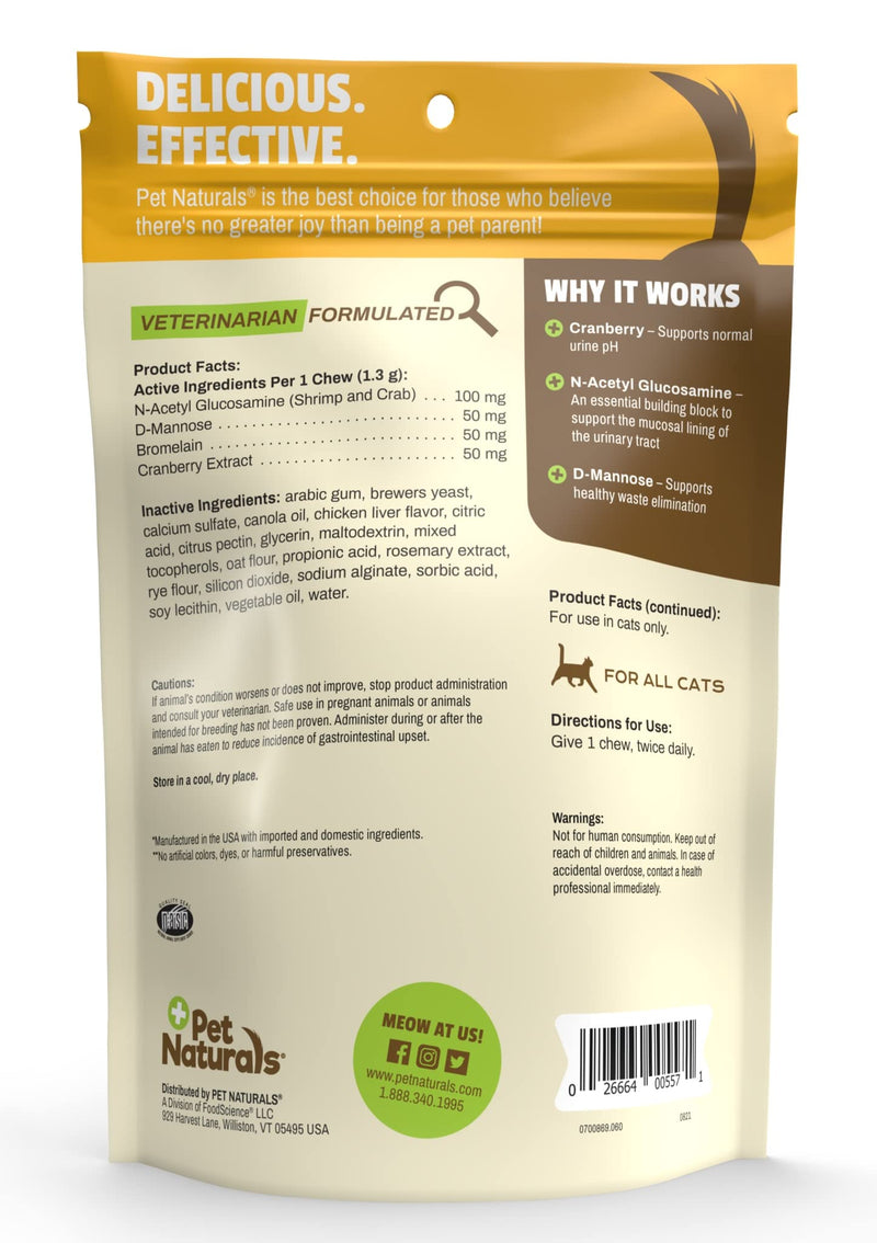 Pet Naturals - UT Support for Cats, Urinary Tract Supplement, 60 Bite-Sized Chews - PawsPlanet Australia