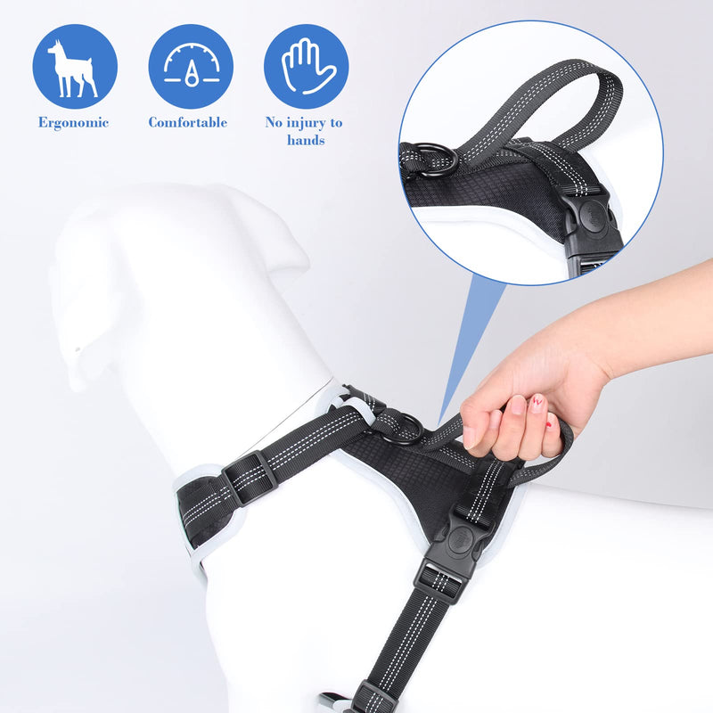 JUPSK Dog Harness for Large Dogs with Leash,Reduce Pressure Dog Vest with Handle,Adjustable Belt, Reflective Strap,Suitable for Outdoor Walking XL BLACK - PawsPlanet Australia