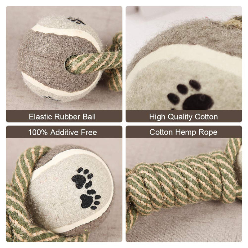 Rope Bone Dog Toy for Small and Medium Dogs, Puppy Teething Toy Bone with Ball and Natural Cotton Ropes, Interactive Dog Toys for Boredom, Rope Ball Puppy Toy Gift dog toy rope ball - PawsPlanet Australia