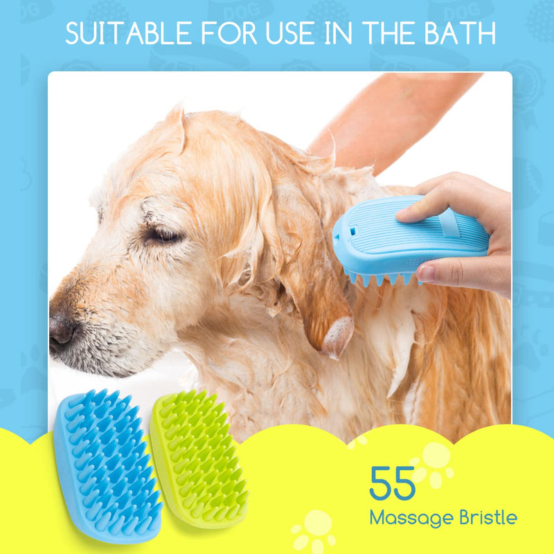 Nobleza 2 pieces dog brush short hair, soft rubber curry comb for dogs and cats with massage effect, dog bath brush, innovative dog brush for gentle grooming - PawsPlanet Australia