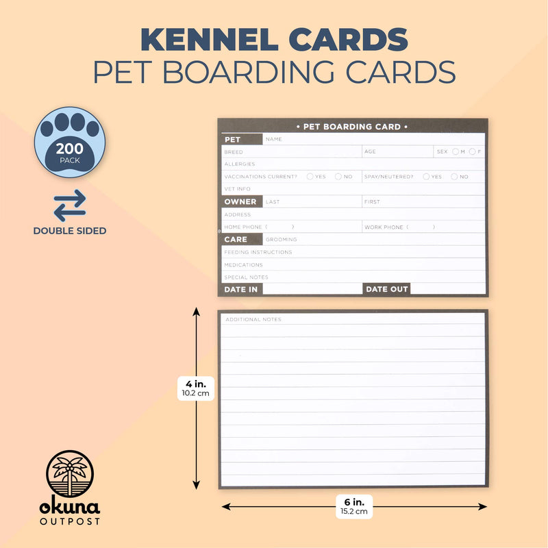 Okuna Outpost Pet Boarding Cards, Vet and Kennel Office Supplies (6 x 4 in, 200 Pack) - PawsPlanet Australia