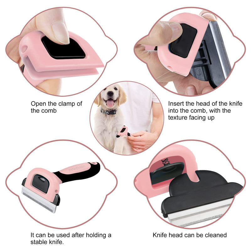 MAIKEHIGH Cat Grooming Brush, Deshedding Tool for Dogs, Cat & Dogs Brush for Shedding Fur Suitable for Short Hair Pets (Pink) - PawsPlanet Australia