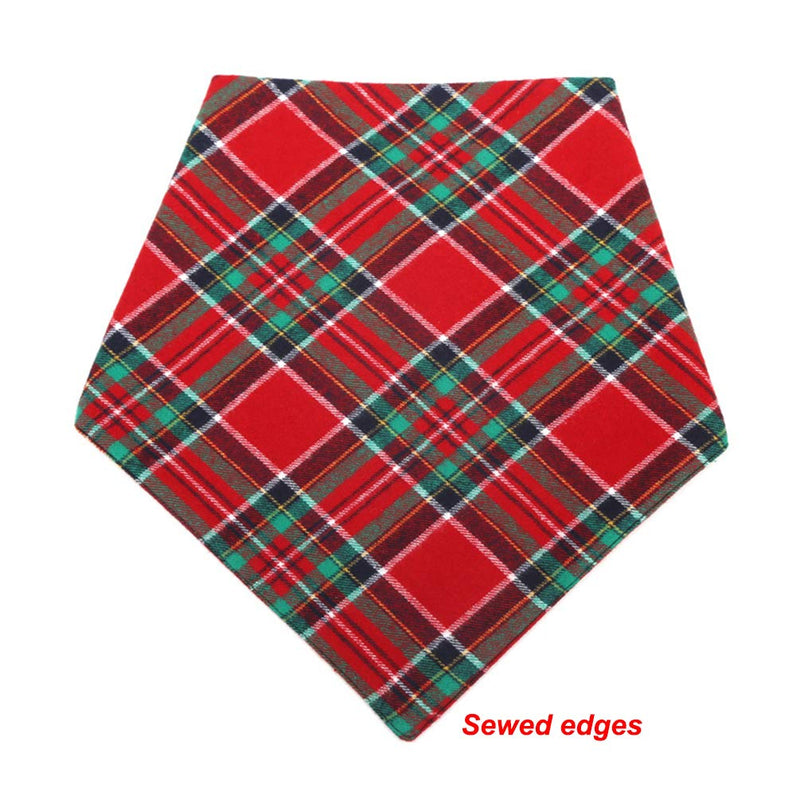 [Australia] - LATFZ 2 Pack Christmas Pet Dog Bandanas Triangle Bibs Scarf,Double-Cotton Plaid Printing Kerchief Set for Small Medium Size Dogs 2 Pack Double-Cotton Size L Red Green 