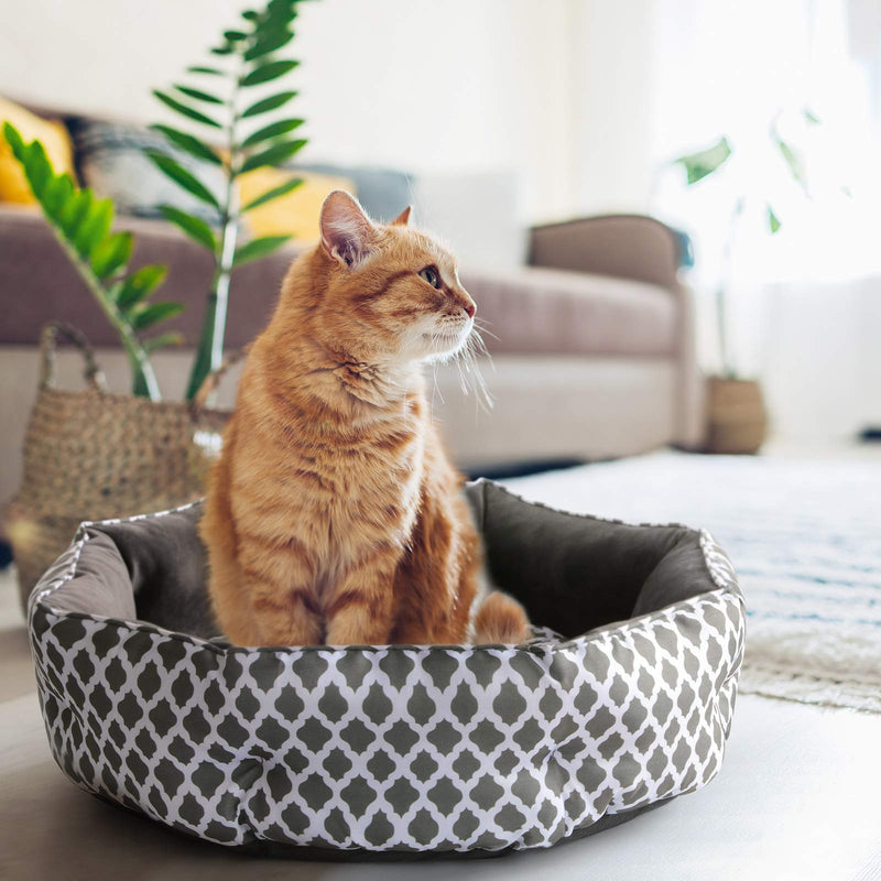 JOYO Cat Bed, 20 inch Pet Bed Machine Washable for Cats or Small Dogs Double Sided Cushions Calming Indoor Cushion Bed with Non-Slip Bottom for Improved Sleep, Soft Round Sofa Bed for Kitties Puppy Grey - PawsPlanet Australia