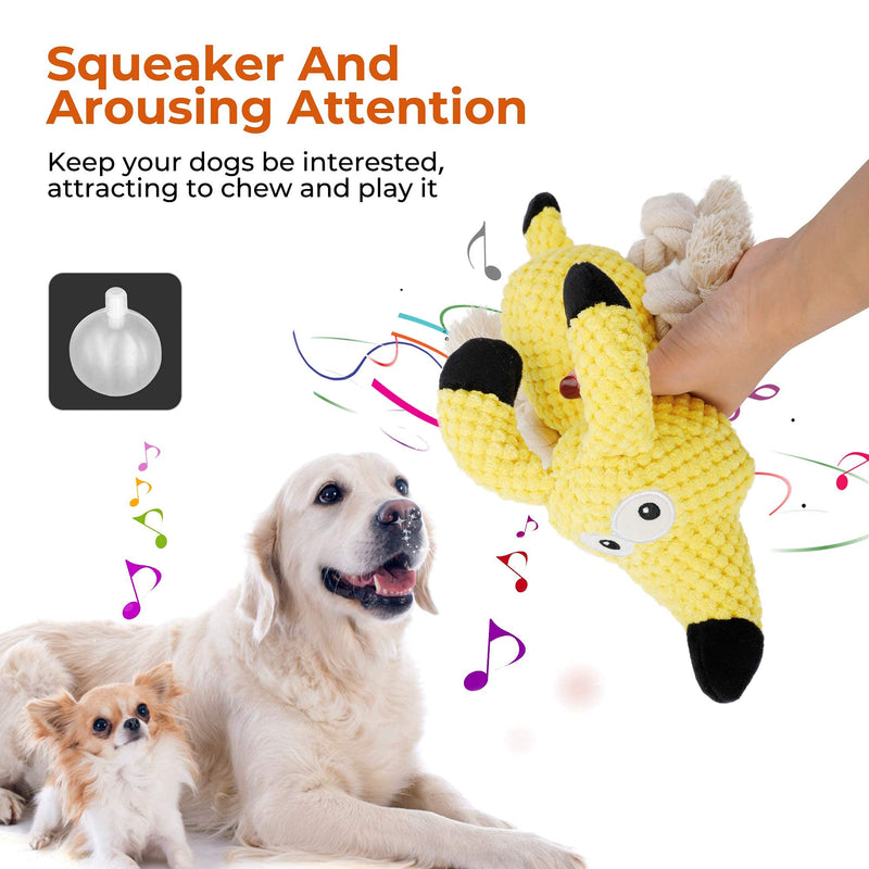 Dog Plush Squeaky Toy, Durable Tough Dog Chew Toys Cotton and Crinkle Paper Interactive Dog Toys for Large Medium Small Dogs Puppy - PawsPlanet Australia