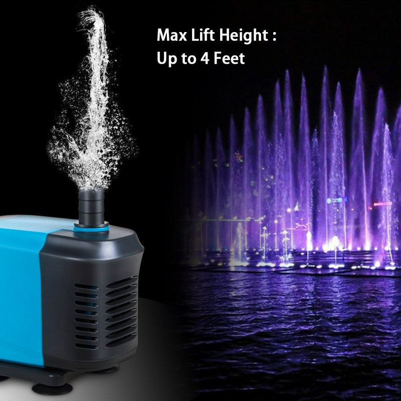 KEDSUM 550GPH Submersible Water Pump(2500L/H,40W), Ultra Quiet Submersible Pump with 5ft High Lift, Fountain Pump with 6.5ft Power Cord, 3 Nozzles for Fish Tank, Pond, Aquarium, Statuary, Hydroponics 320GPH - PawsPlanet Australia