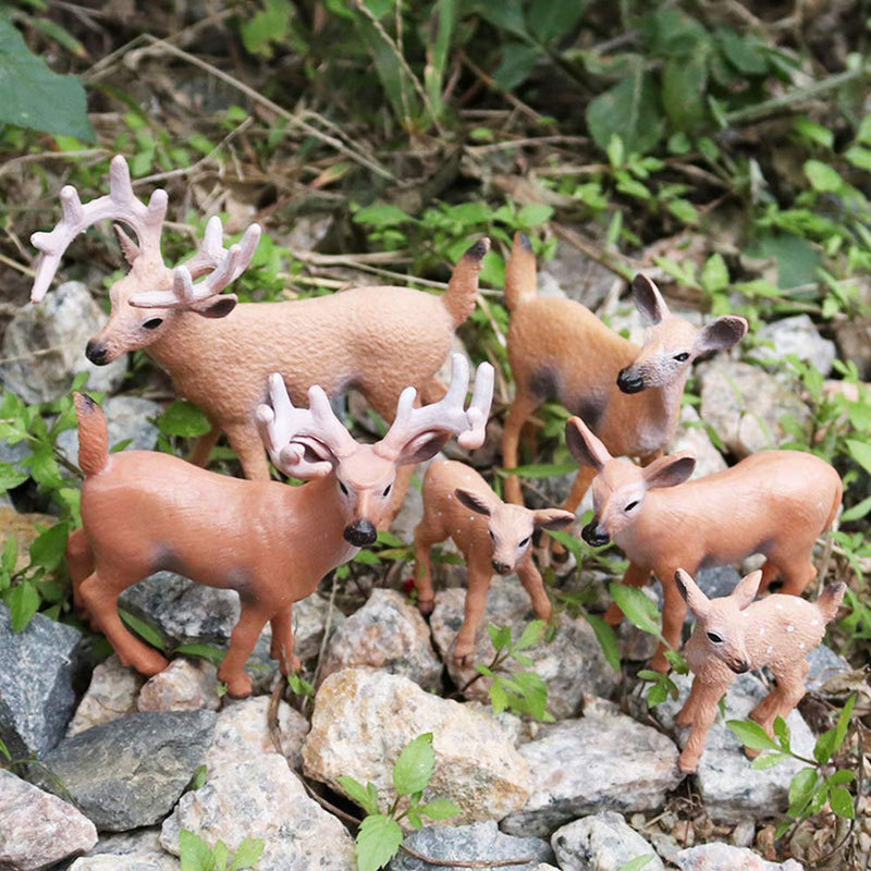 EOIVSH 6 Pack Forest Animal Deer Figures Toy, Woodland Animal Figurine Cake Topper Party Supplies Home Christmas Buck Doe Fawn Decor for Baby Shower Birthday Wedding White Deer - PawsPlanet Australia