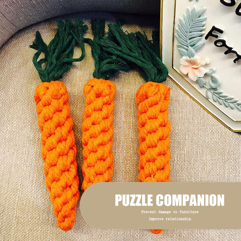 SENDILI Carrot Dog Toy - 3Pcs Puppy Chew Toys Dog Chew Toys Carrot Braided Rope for Dog Teeth Cleaning - PawsPlanet Australia