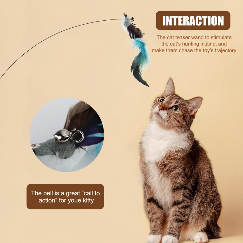 UGBO Interactive Cat Toy Intelligence Cat Toy Cat Fishing Rod Stable with Feathers Simucatstick Kitten Wand Flying Bird Cat Toys with Suction Cup for Small Large Cats A - PawsPlanet Australia