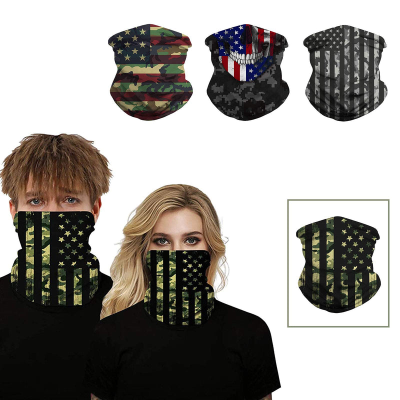 Harrison Howard American US Flag Face Bandana Mask Neck Gaiter for Men Women Sun UV Dust Protection Washable Reusable Face Scarf for Women Men Outdoors Fishing Hunting Cycling Sports Style 2 - PawsPlanet Australia