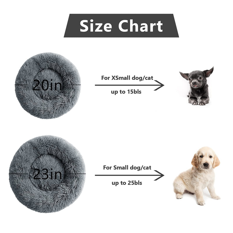 Small Medium Cat Beds for Indoor Cats, Donut Dog Bed for Medium Dog, Round Cat and Dog Cushion Bed, Plush Pet Bed Anti-Anxiety Dog Bed Faux Fur Pet Bed Small(50*50) DarkGrey - PawsPlanet Australia