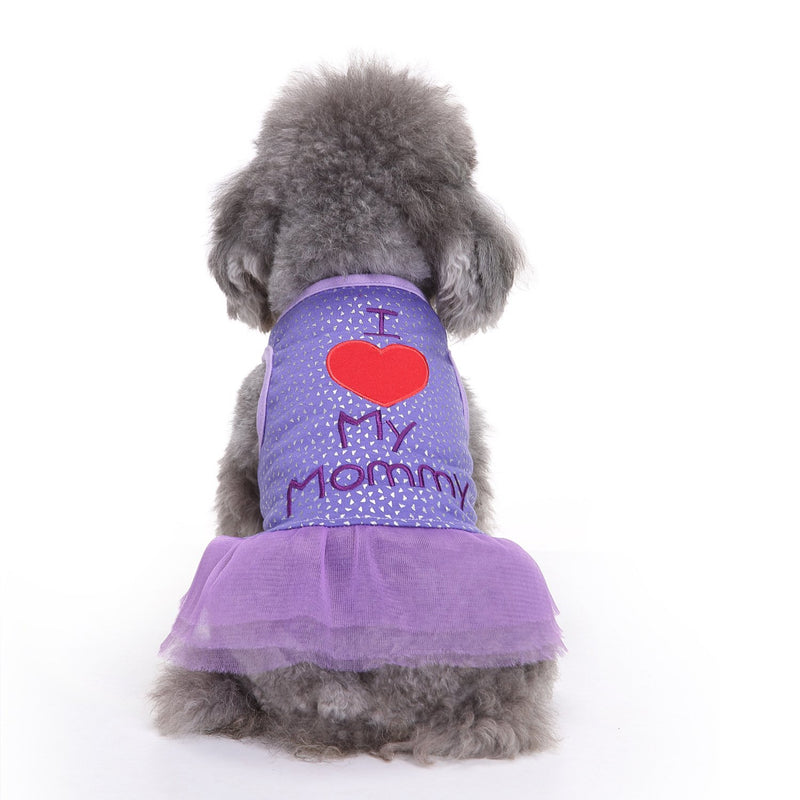 [Australia] - FAIRYPET Sweet Puppy Dog Princess I Love My Mommy Skirt Pet Lace Cake Camisole Tutu Dress #8 XS( Back: 7.48" Chest: 11.81" ) Purple 