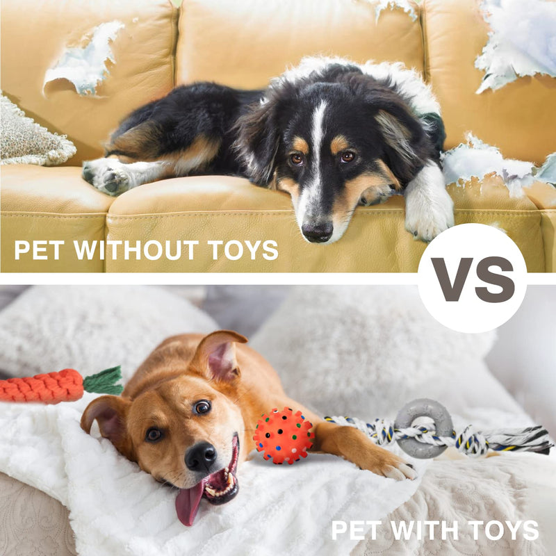 GENPAR Dog Toys, 5pcs Rope Ball Dog Chew Toy Set, Made of Natural Cotton, Interactive Pet Rope Toy, for Small Medium Dogs 5pcs toys - PawsPlanet Australia