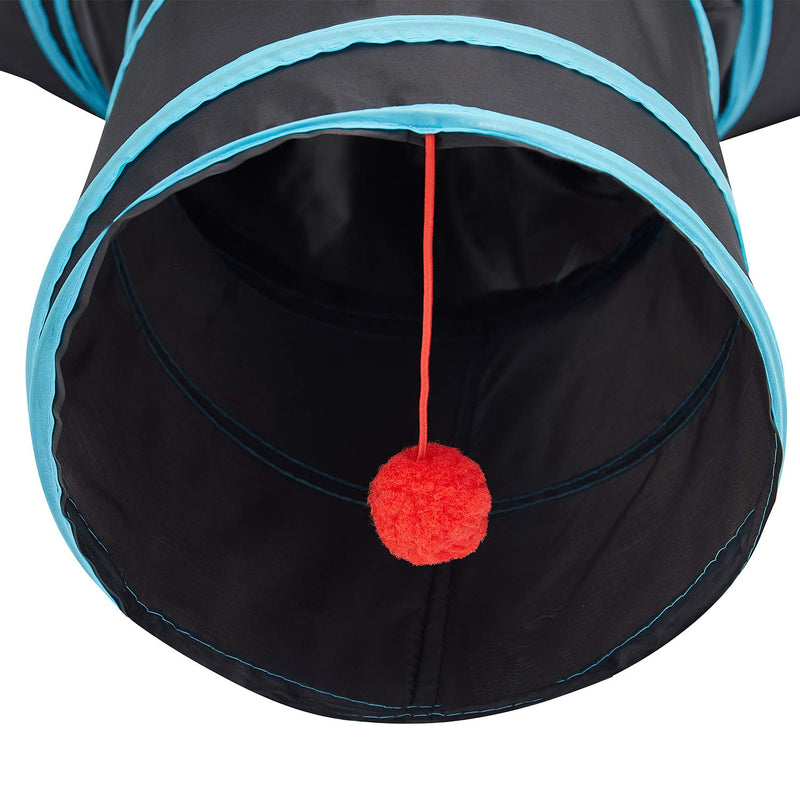 Tempcore Pet Cat Tunnel Tube Cat Toys 3 Way Collapsible, Cat Tunnels for Indoor Cats，Kitty Tunnel Bored Cat Pet Toys Peek Hole Toy Ball Cat, Puppy, Kitty, Kitten, Rabbit 3-Way Blue - PawsPlanet Australia