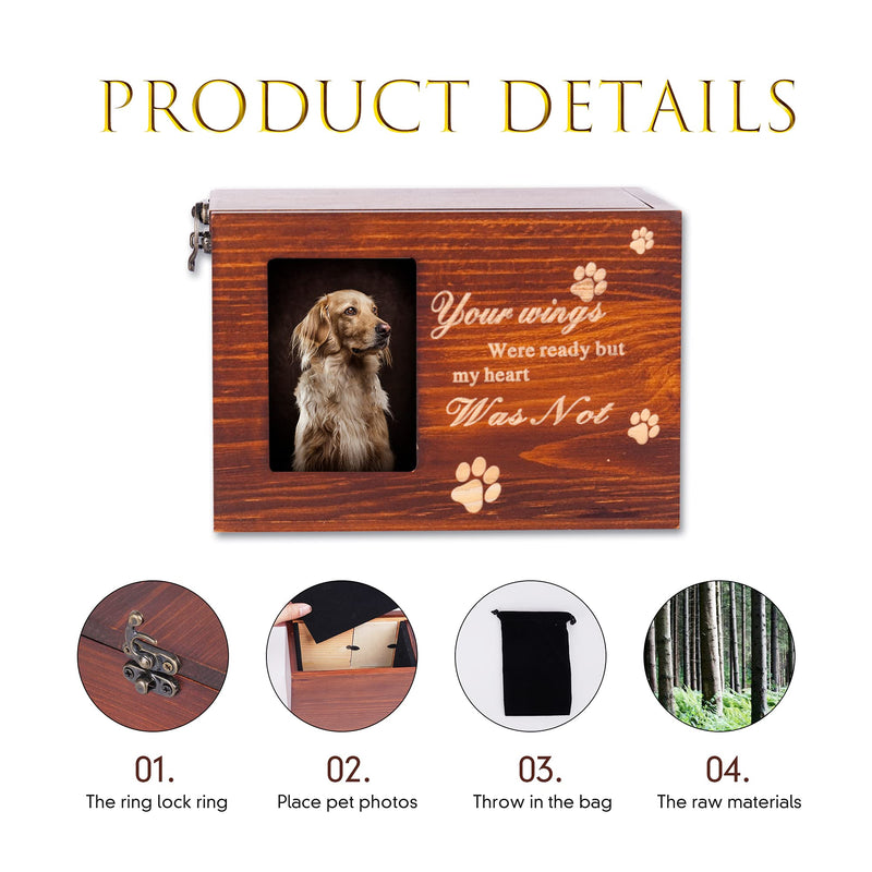 Pet Urns Bone Ash Wood Box for Dog or Cat Pet Memorial Keepsake Wooden Lettering Memory Lightweight Box with Photo Frame Memorial Commemorate Funeral - PawsPlanet Australia