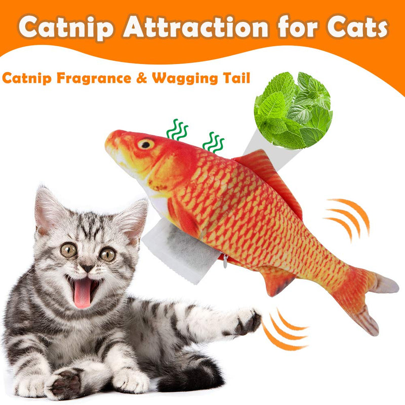 [Australia] - HZONE Electric Flopping Fish Cat Toy, Realistic Plush Interactive Electric Moving Fish Cat Kicker Toys, Wiggle Fish Catnip Toys Motion Kitten Toy, Cat Chew Bite Kick Toy for Cat Kitten Kitty Exercise 