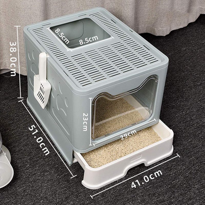 Uotyle Cat Litter Box with Top Entry Foldable Cats Litter Tray with Lid Large Toilet including Pet Plastic Scoop,Green Green - PawsPlanet Australia