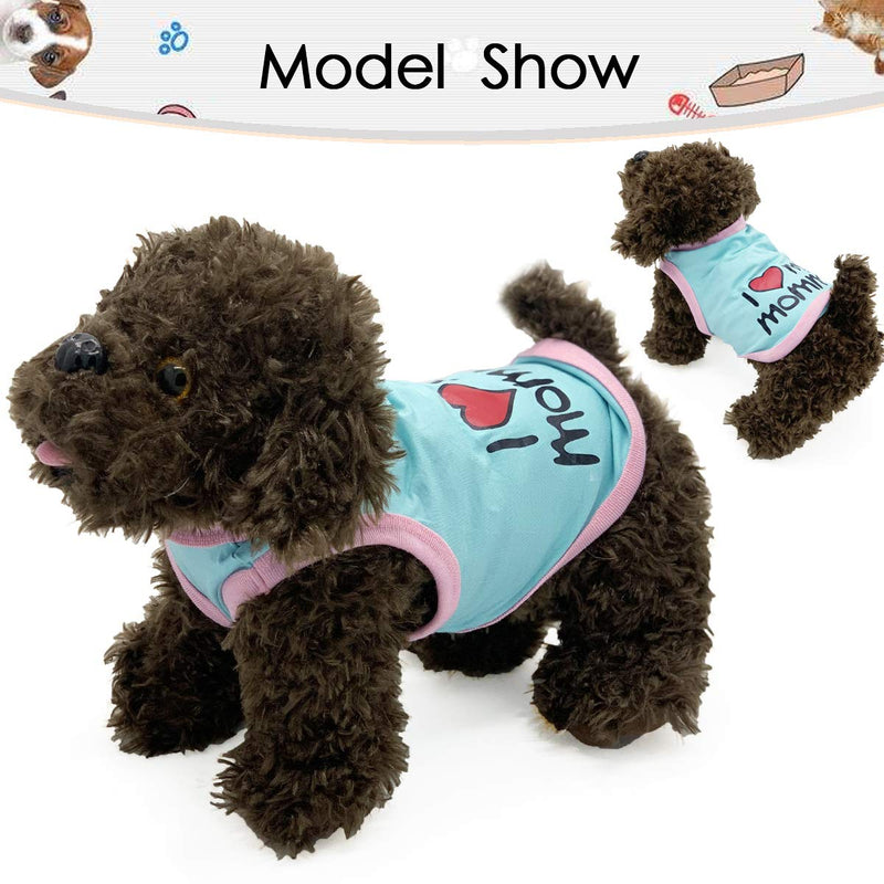 Dogs Shirt Pet Clothes Printing Clothing, Puppy T-Shirt Cute Slogan Cotton Cat Vest Apparel Doggy Shirts Soft and Breathable Outfits for Small Extra Small Medium Dogs Boy and Girl (Mom-Blue S) Blue - PawsPlanet Australia