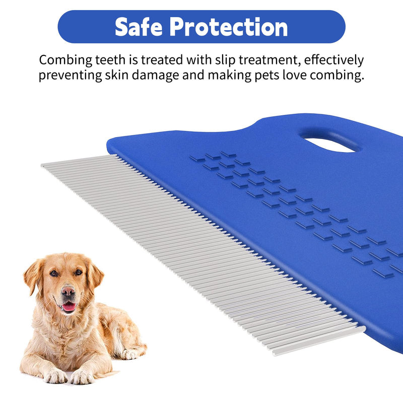 Flea comb for dogs and cats, professional dog combs, pet comb for removing fleas, pet comb, stainless steel lice comb, pet tear stain remover combs, dog cat care comb (blue) - PawsPlanet Australia