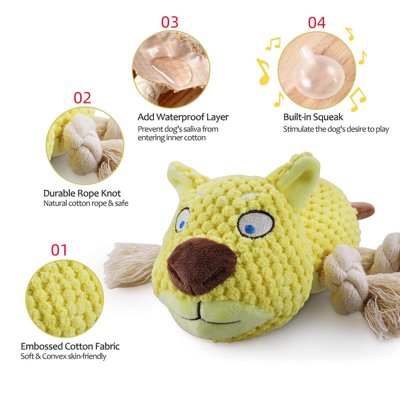 [Australia] - NISONG Dog Plush Toys Pet Squeaky Toys Sturdy Interactive Stuffed Chew Toys for Dogs with Crinkle Paper, Chewing and Durable Toys for Small and Medium Dogs, Cute Sturdy Dog Toys for Puppy 