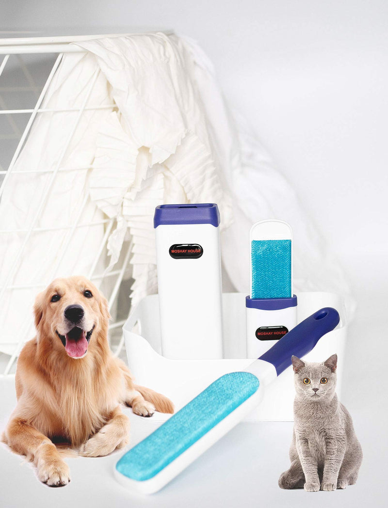 [Australia] - MOSHAY Pet Hair Remover Brush, Pet Hair Remover with Self-Cleaning Base, Double-Sided Pet Hair Remover Brush, Best Pet Hair Remover Brush for Removing Pet Hair blue 