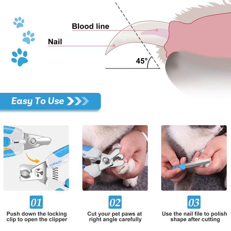 [Australia] - LUOAIYI Dog Nail Clippers & Trimmer, Professional Pet Grooming Tools with Safety Guard to Avoid Over-Cutting, Sharp Blades, Bonus Nail File, Safe Lock Switch, Sturdy Non-Slip Handles 