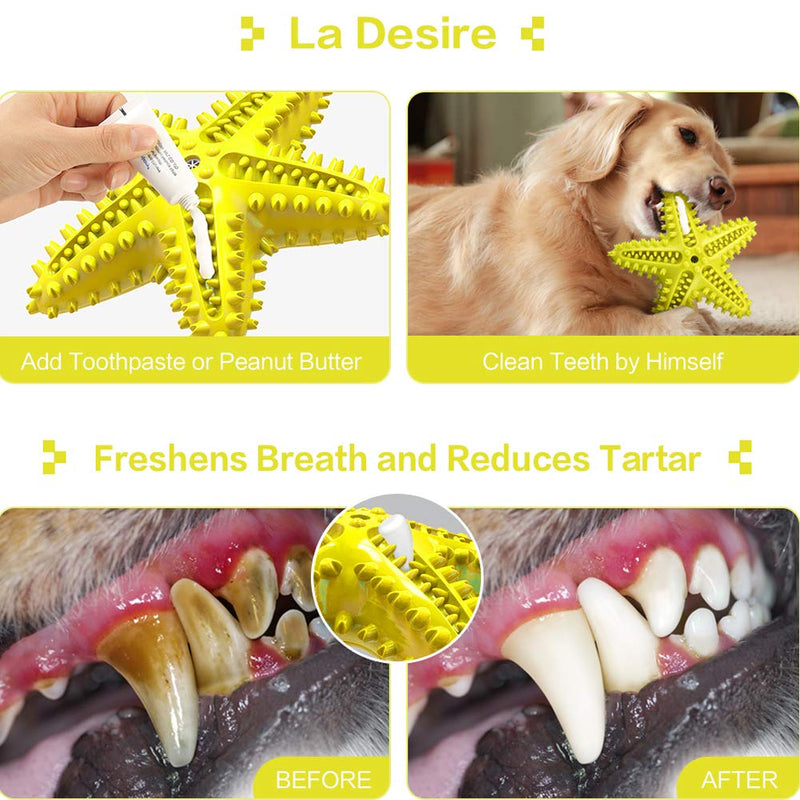 Dog Chew Toys Teeth Cleaning Toothbrush Squeaky Toy, Durable Puppy Teething Chew Toy Tough Pet Dental Oral Care Brushing Sticks Dogs Chewing Toys for Aggressive Chewers Small Medium Breed Yellow - PawsPlanet Australia