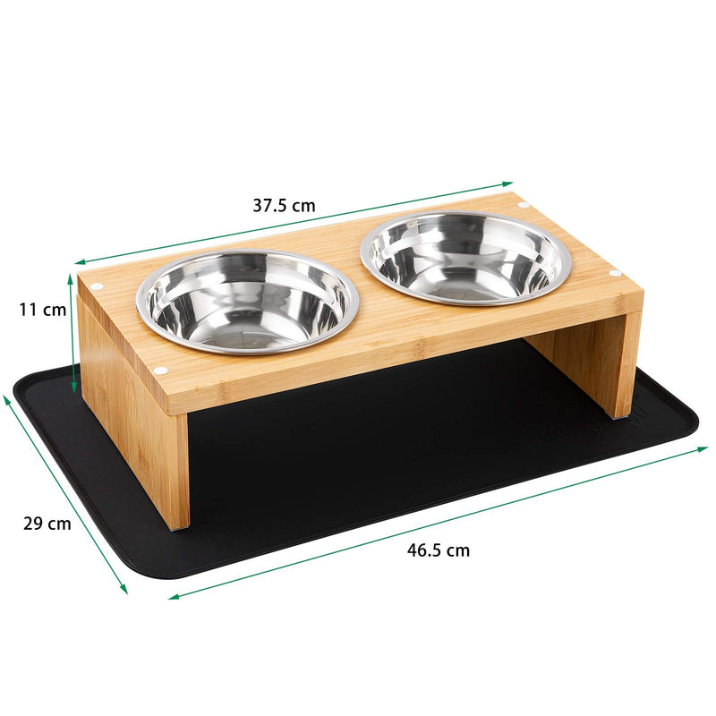 Yangbaga Elevated Dog Bowls, Raised Bamboo Dog Feeding Station with 2 Bowls, Comes with a Nonslip Silicone Pad, Easy to Clean and Mold Free (39 * 21 * 8 CM) 38*21*11 CM - PawsPlanet Australia