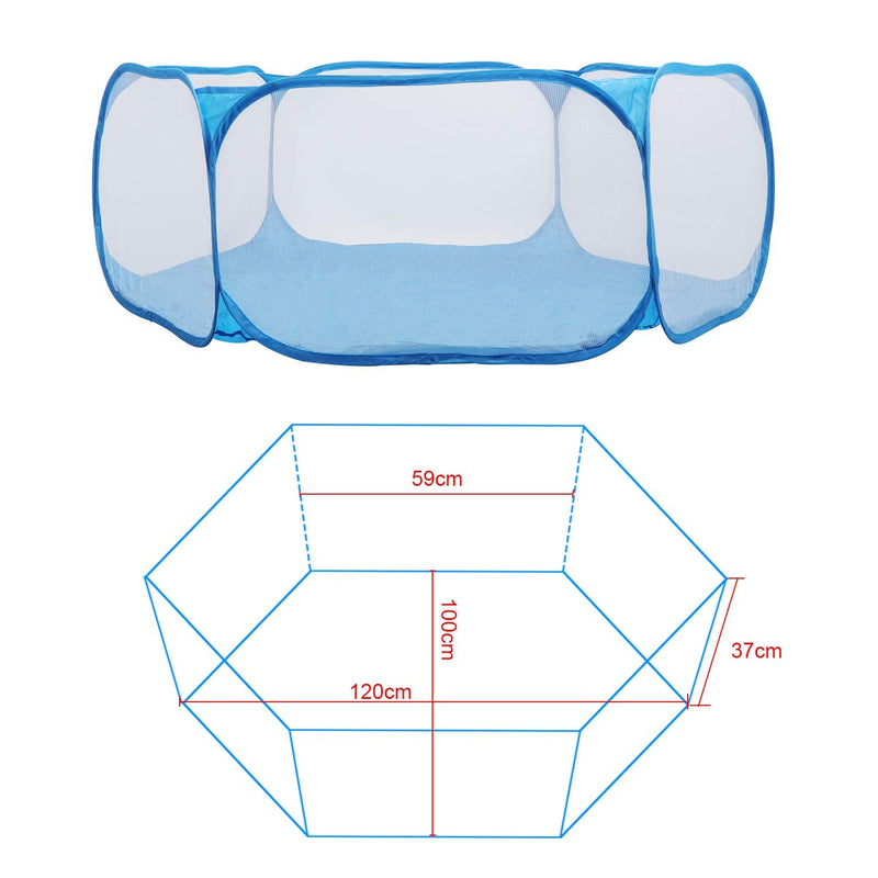 Coolty Small Animal Playpen, Pop-Up Foldable Small Animal Cage Tent, Breathable Transparent Exercise Fence for Guinea Pigs, Rabbits, Hamsters, Chinchillas and Hedgehogs Blue - PawsPlanet Australia